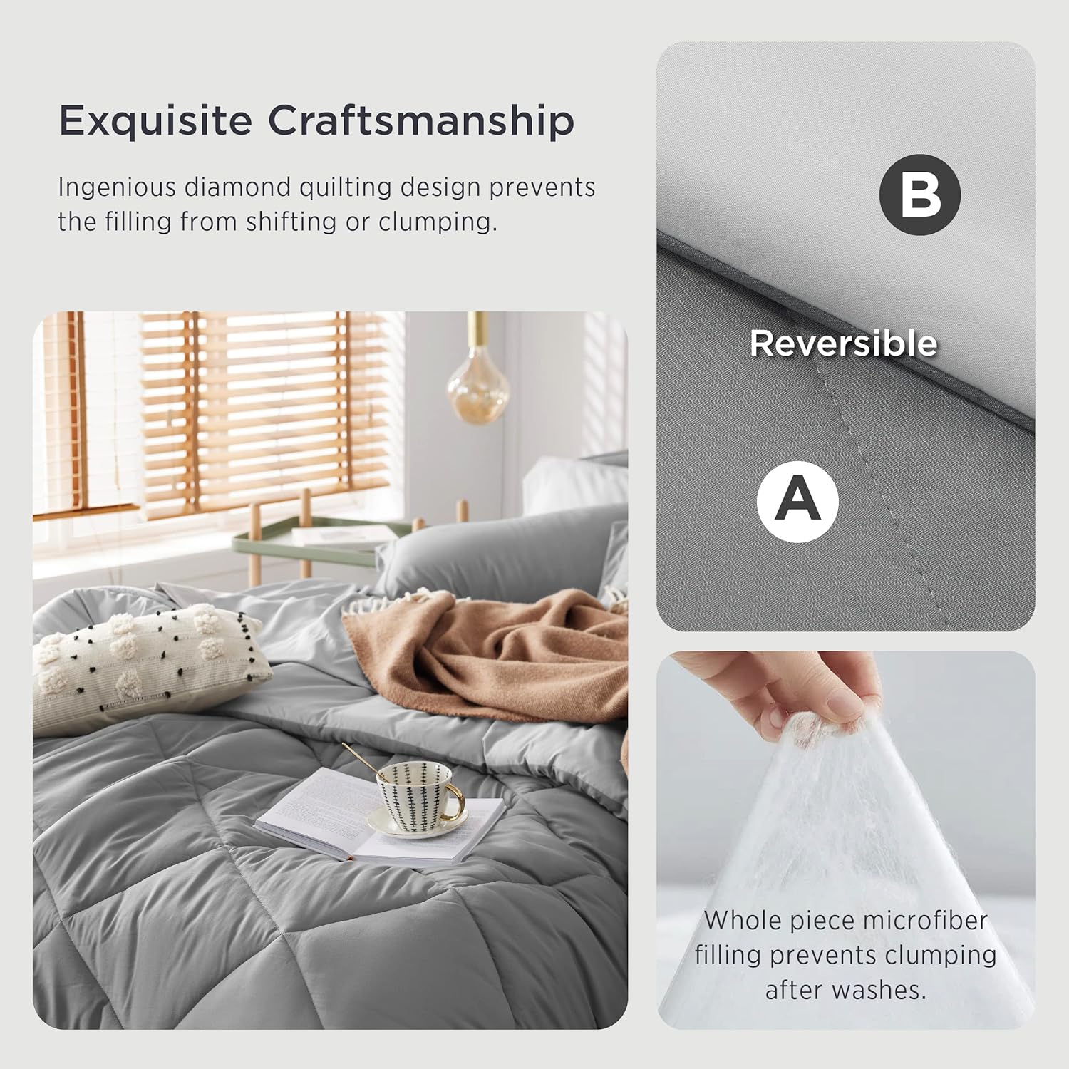 Bedsure Comforter Set - Reversible Queen Bed in a Bag with Comforters, Sheets,  image 19