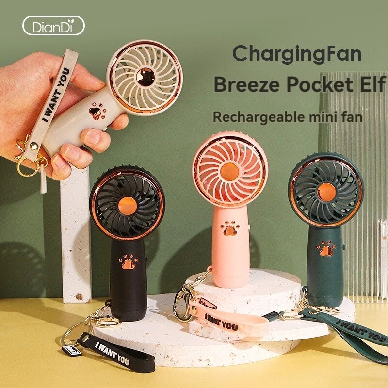 2024 Summer New Mini Mini Fan Cute Cartoon Portable Charging USB Handheld Fan S image 1