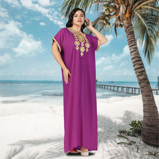African PlusSize Traditional  Short Sleeve Dress Abaya for Women's Kaftan Casua image 0