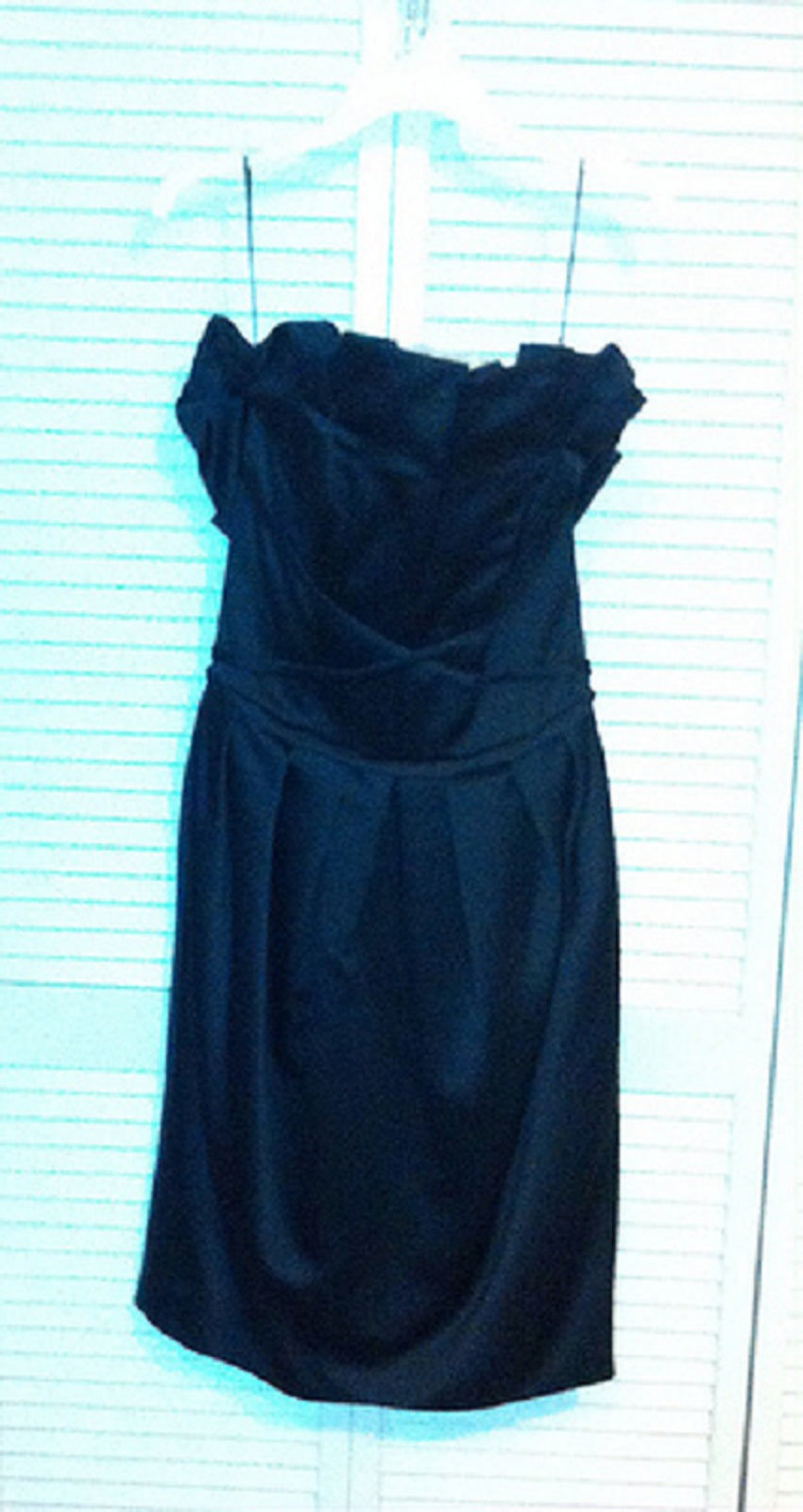 Victor Costa Women Satin Black Folding-Bust-Line Sleeveless Full-Length Size 6 image 0