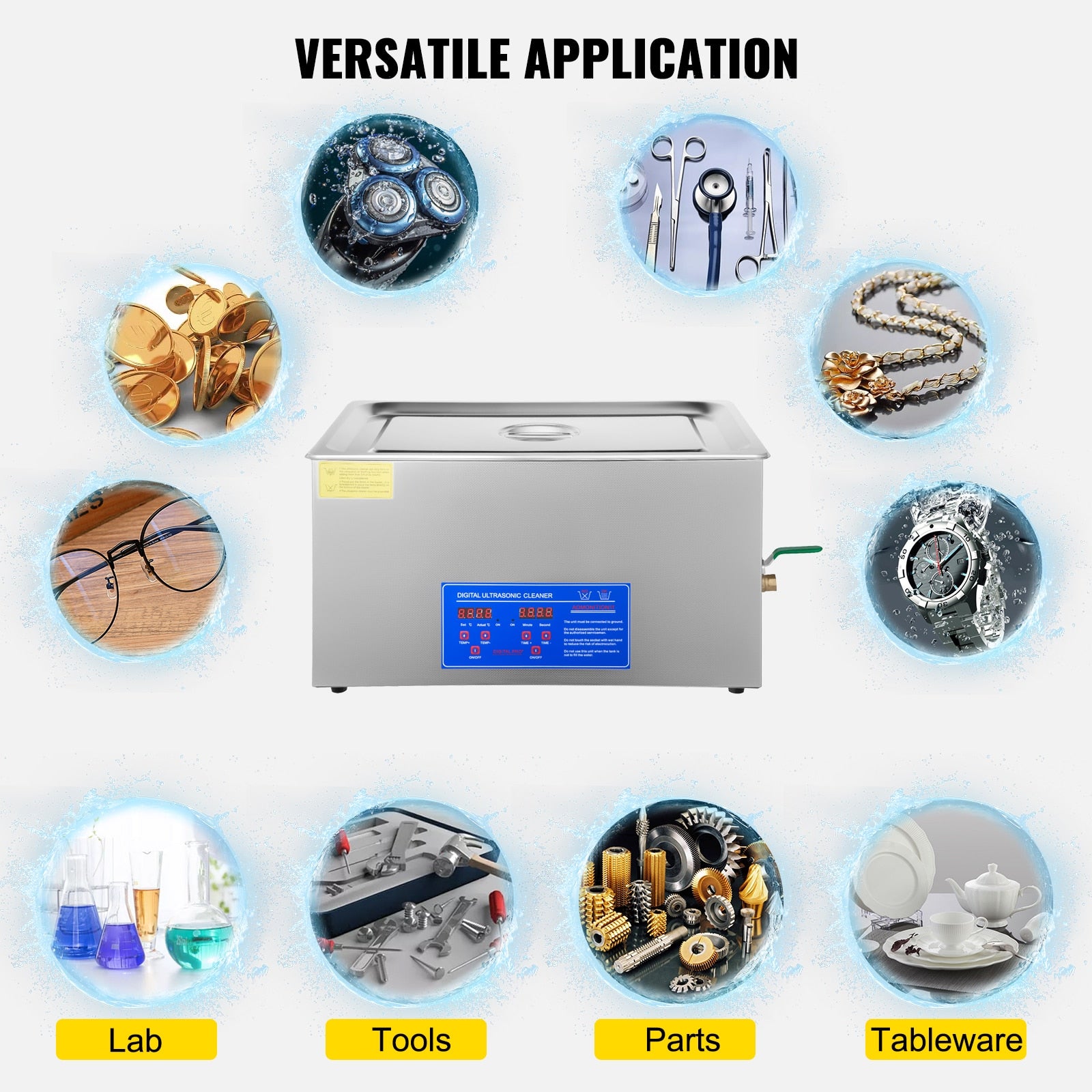 VEVOR 1.3L 2L 3L 6L 10L 15L 22L 30L Ultrasonic Cleaner Lave-Dishes Portable Was image 9