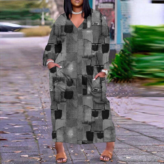 World Map Dress Long Vestidos Women Fashion Loose African Dresses Party Evening image 0