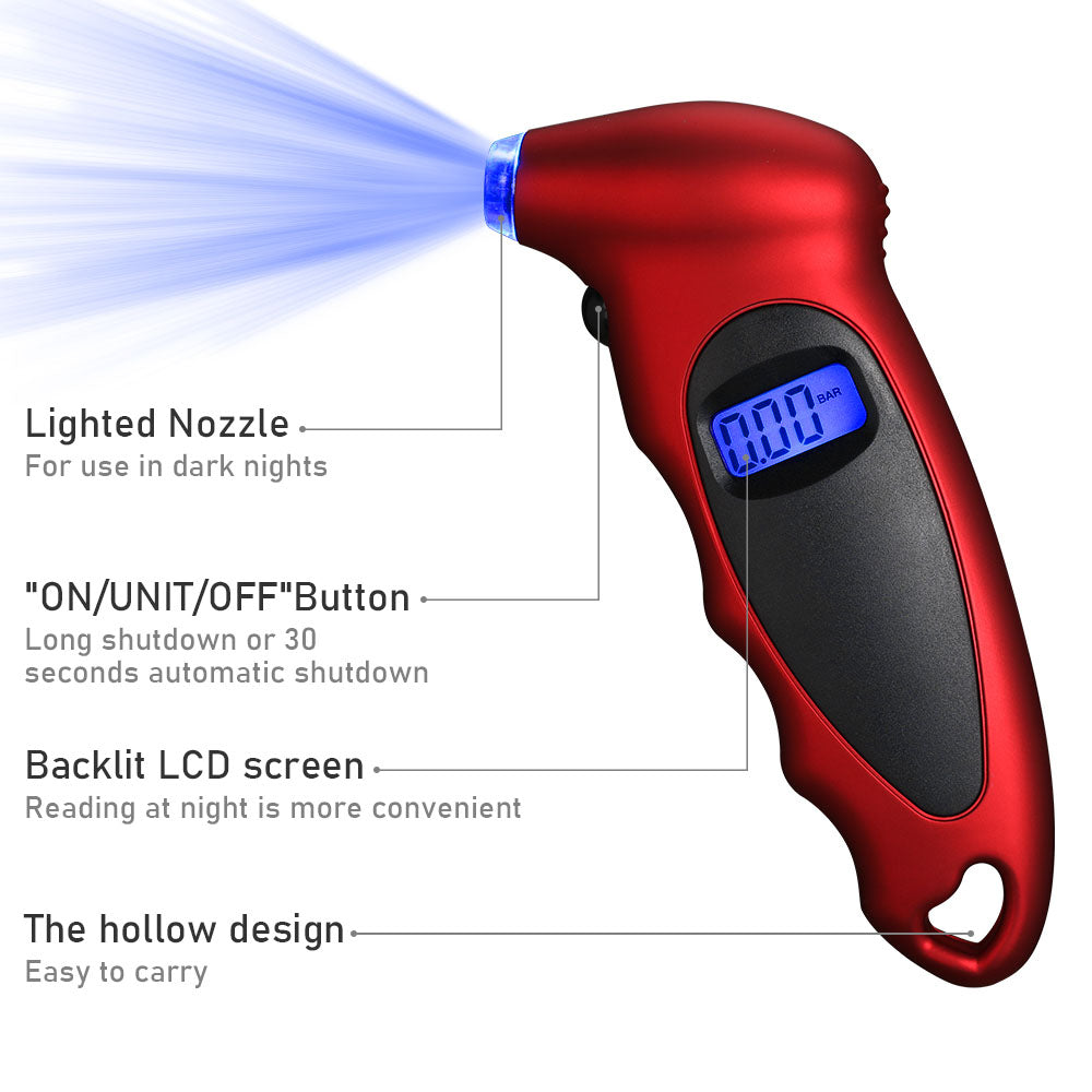 New Digital Tire Pressure Gauge Backlight LCD Tyre Air Monitoring Meter 150PSI image 6