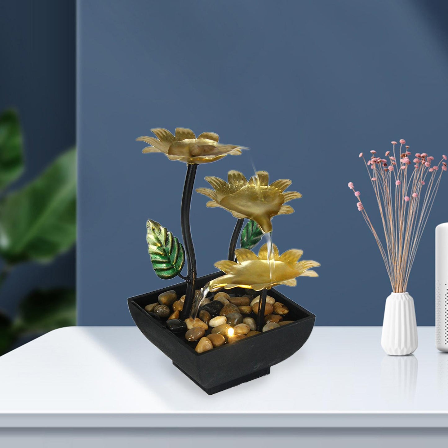 Tabletop Water Fountain Ornament Waterfall USB Indoor with LED Light image 2