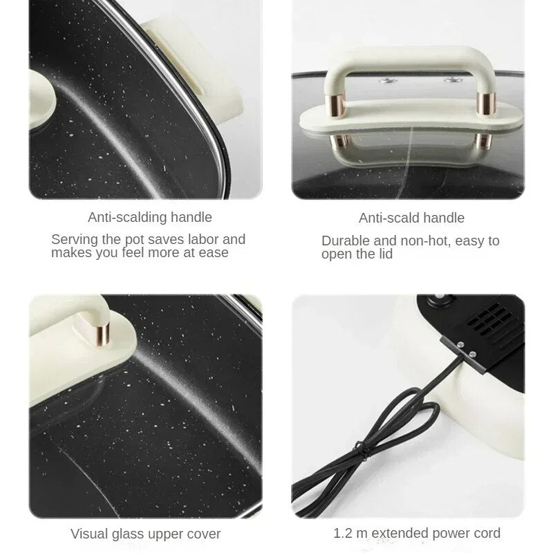 Electric Hot Pot 5.5L Multi Cooker Electric Frying Pan Double-flavor Chafing Di image 6