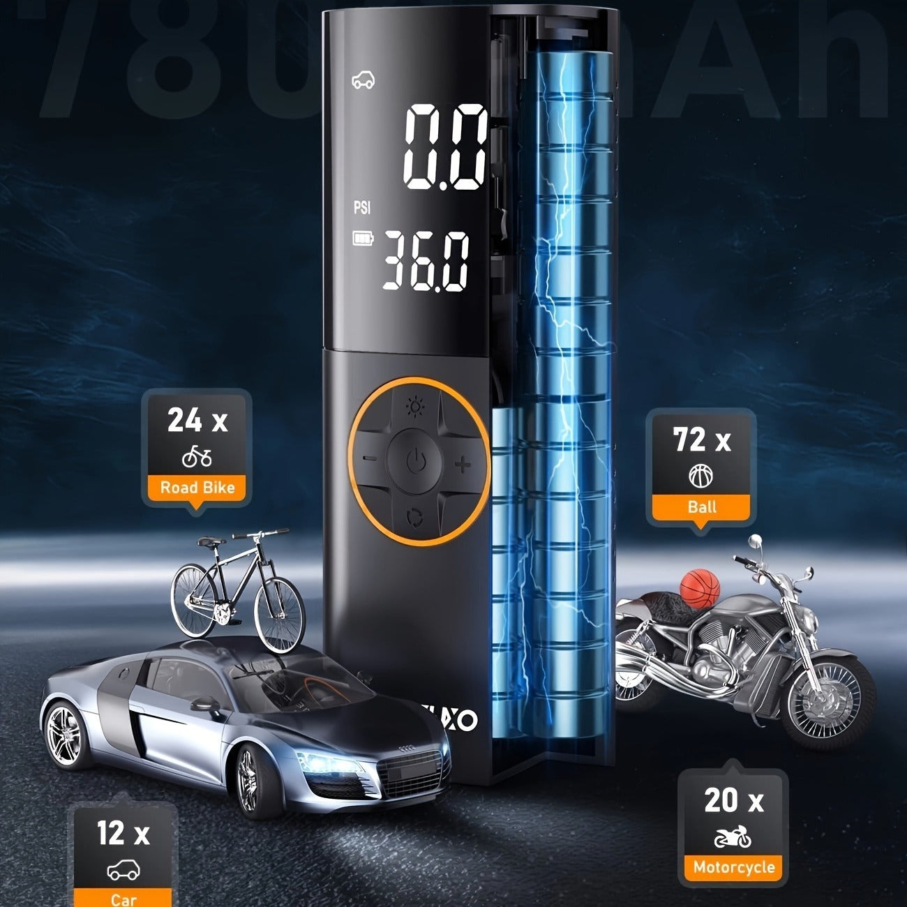 Tire Inflator Portable Air Compressor, 2X Fast Cordless Air Pump 7800mAh Batter image 5