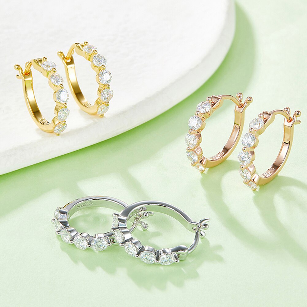 GEM'S BALLET 925 Sterling Silver Moissanite Hoop Earrings 14k Gold Earrings, Hy image 8