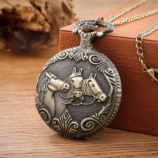 Pocket Watch Antique Steampunk Vintage Quartz Pocket Watch Rose Gold Case Neckl image 0