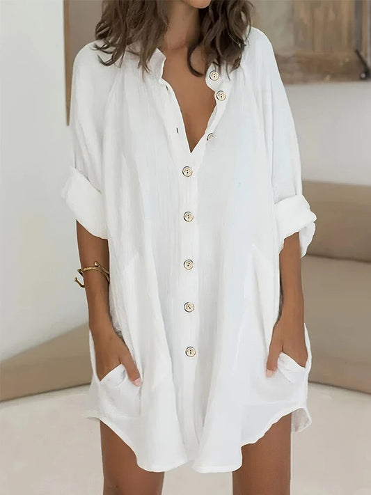 Plus Size Women's New Casual Lapel Half Sleeve Button Down Shirt image 0