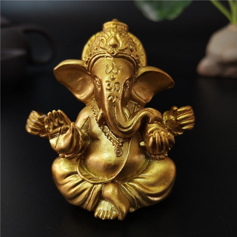 Gold Lord Ganesha Buddha Statue Elephant God Sculptures Ganesh Figurines image 6