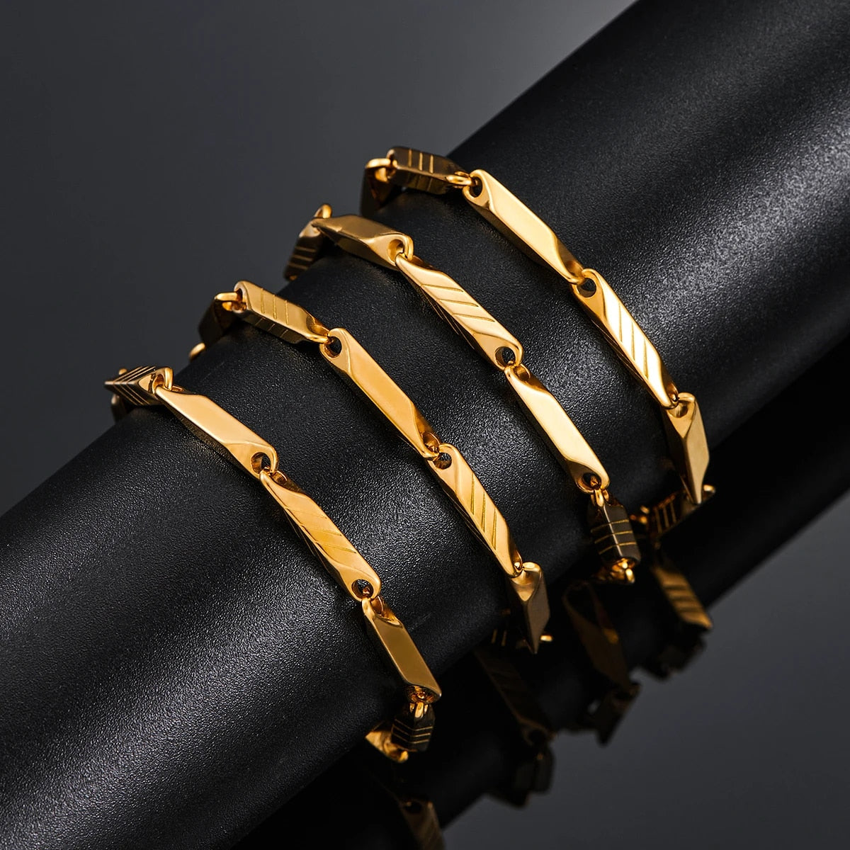1 Piece 3mm Thickness Gold and Silver Color Military Bamboo Necklace Stainless image 4