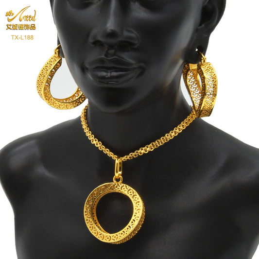 ANIID Nigerian Wedding Jewelry Set Gold Color African Necklace Pendant Sets For image 0