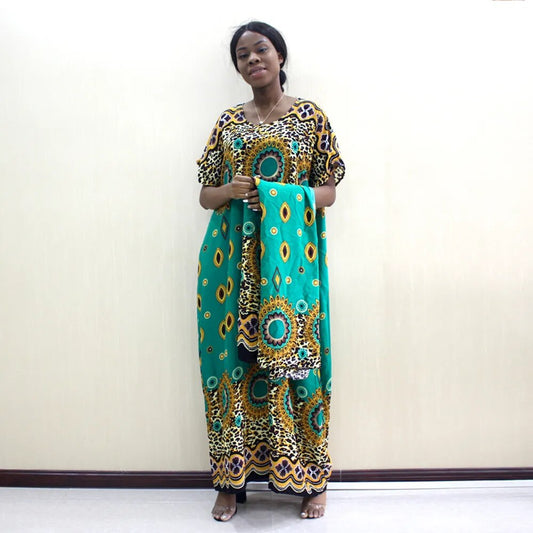Bohemian Traditional Print Outfit Elegant Nigerian Loose African Dress Autumn F image 0