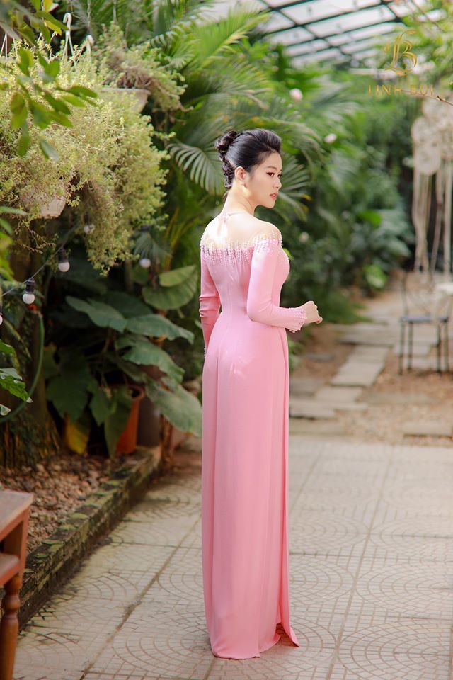 Pink aodai vietnam clothing cheongsam aodai vietnam dress vietnamese traditiona image 4