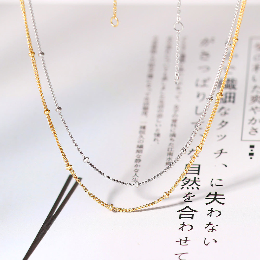 LAMOON 925 Sterling Silver Necklace For Women Gold Color Beads Chain Aesthetic image 5