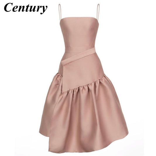 Century Dusty Pink Short Prom Party Dresses Spaghett Straps Knee Length Women C image 0