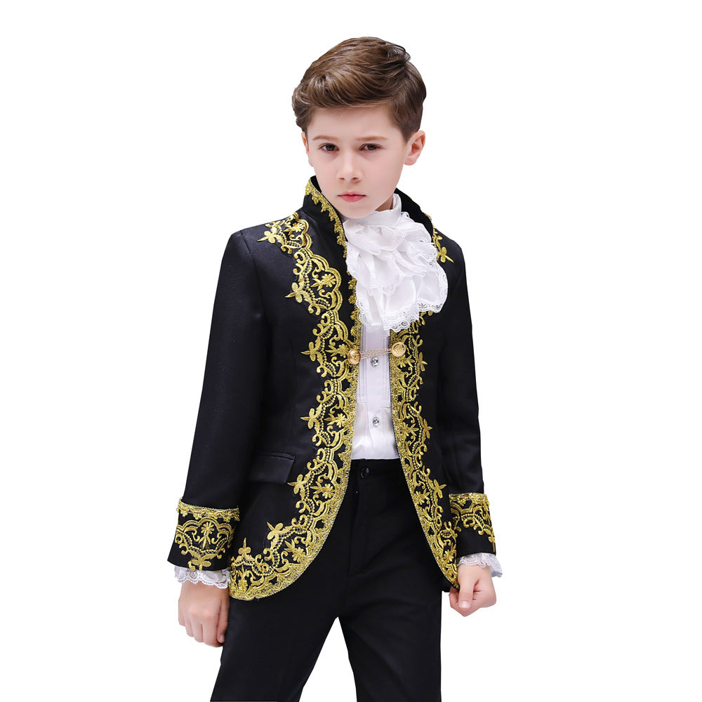 Boys European Style Court Drama Costume Children Golden Flower Stage Prince Cha image 2