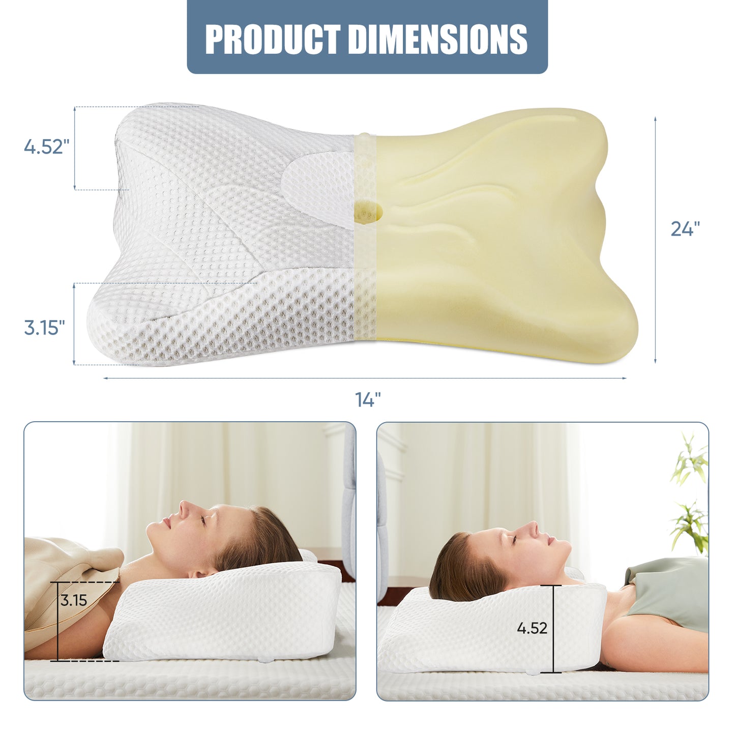 JHK Ergonomic Cervical Contour Neck Pillows For Neck Pain Relief Memory Foam Be image 1