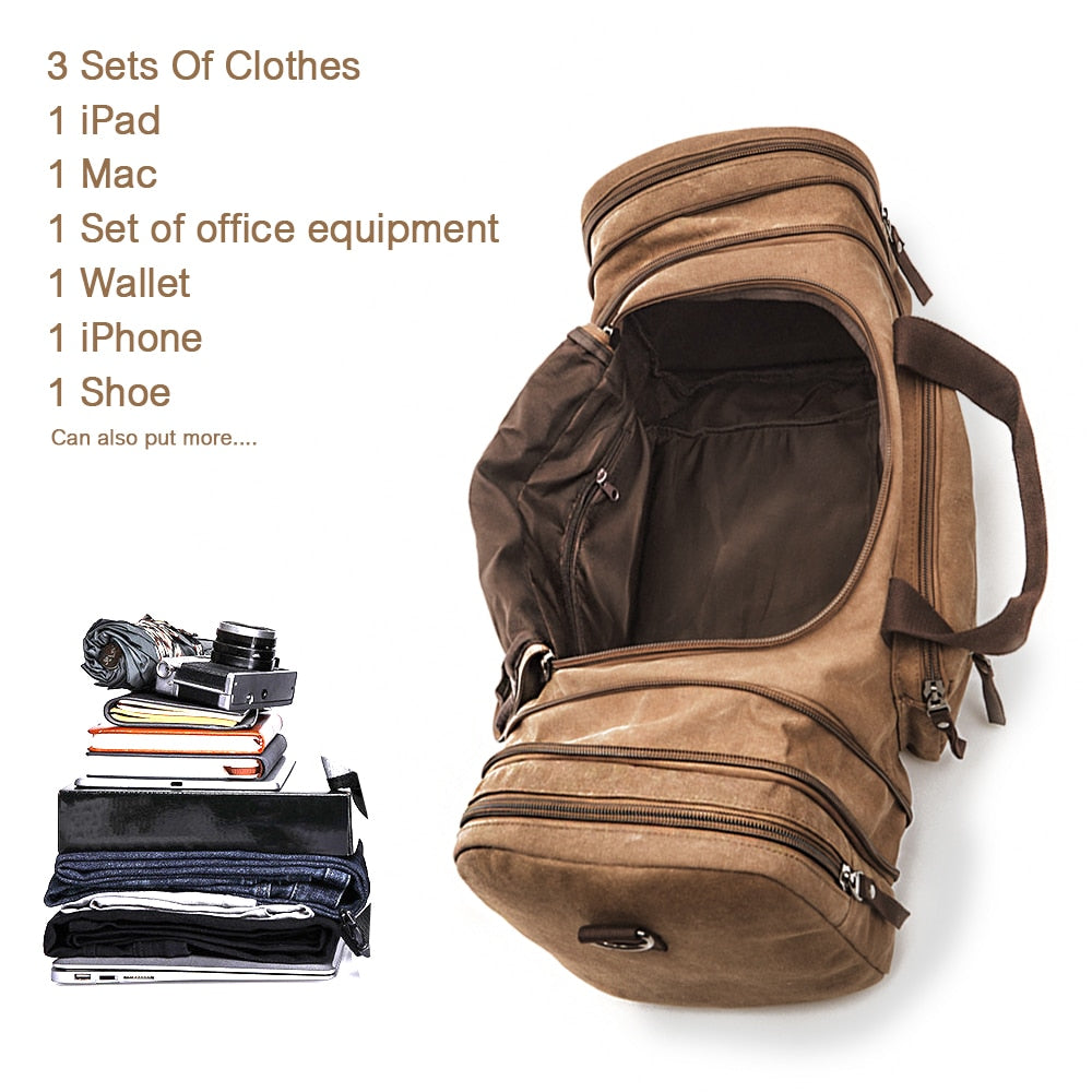 MARKROYAL Canvas Travel Bags Large Capacity Carry On Luggage Bags Men Duffel Ba image 7