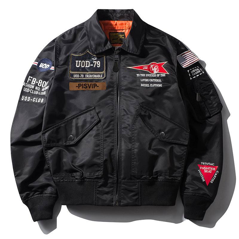 New Hip Hop Jacket Men High Quality Thick Army Navy Military Motorcycle Ma-1 Av image 5