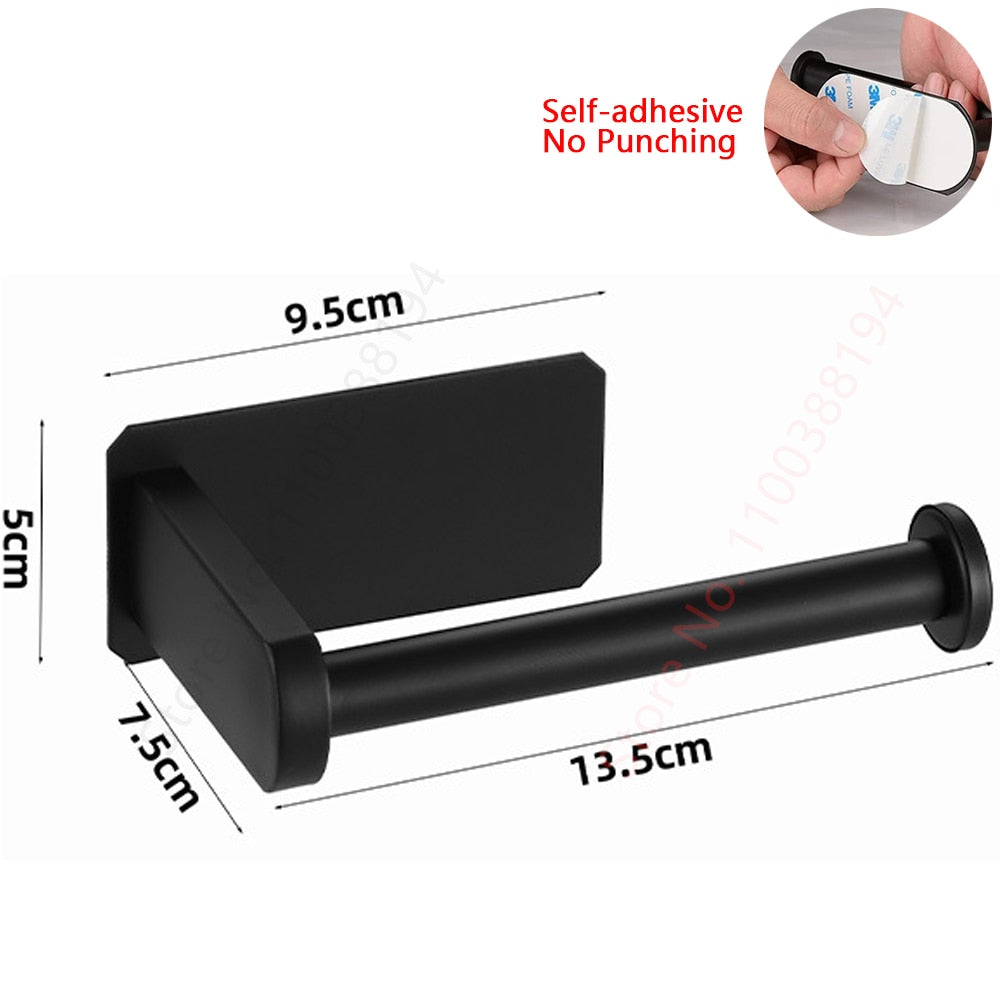 Adhesive Toilet Paper Holder Wall Mount For Bathroom Kitchen Silver Gold Black  image 7
