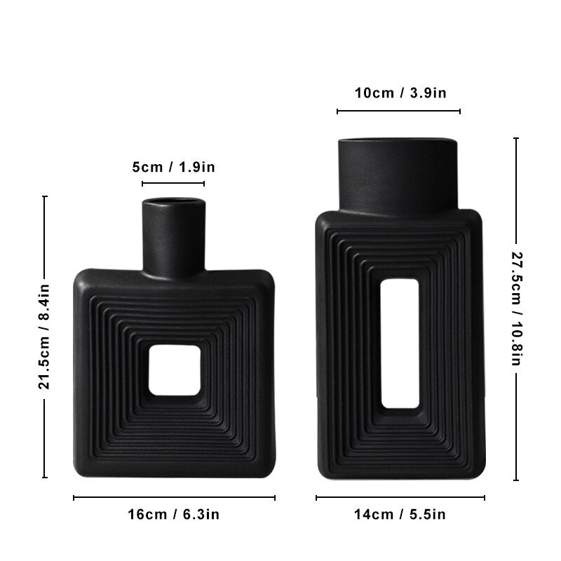 Square Ceramic Vase Modern Nordic Boho Style Vases For Living Room Shelf Table image 7