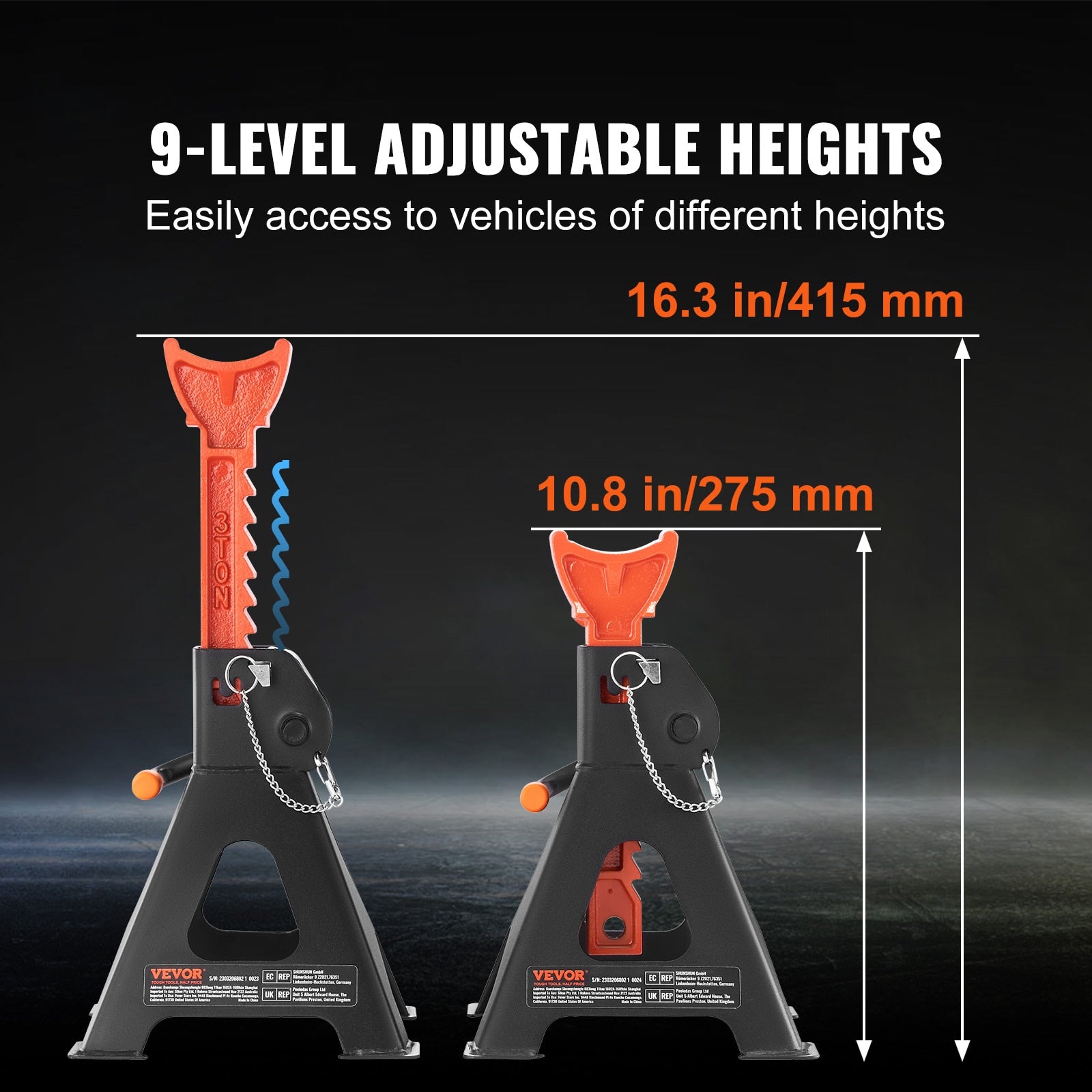 VEVOR Jack Stands 3/6 Ton (6000/12000 lbs) Capacity Car Jack Stands Double Lock image 6