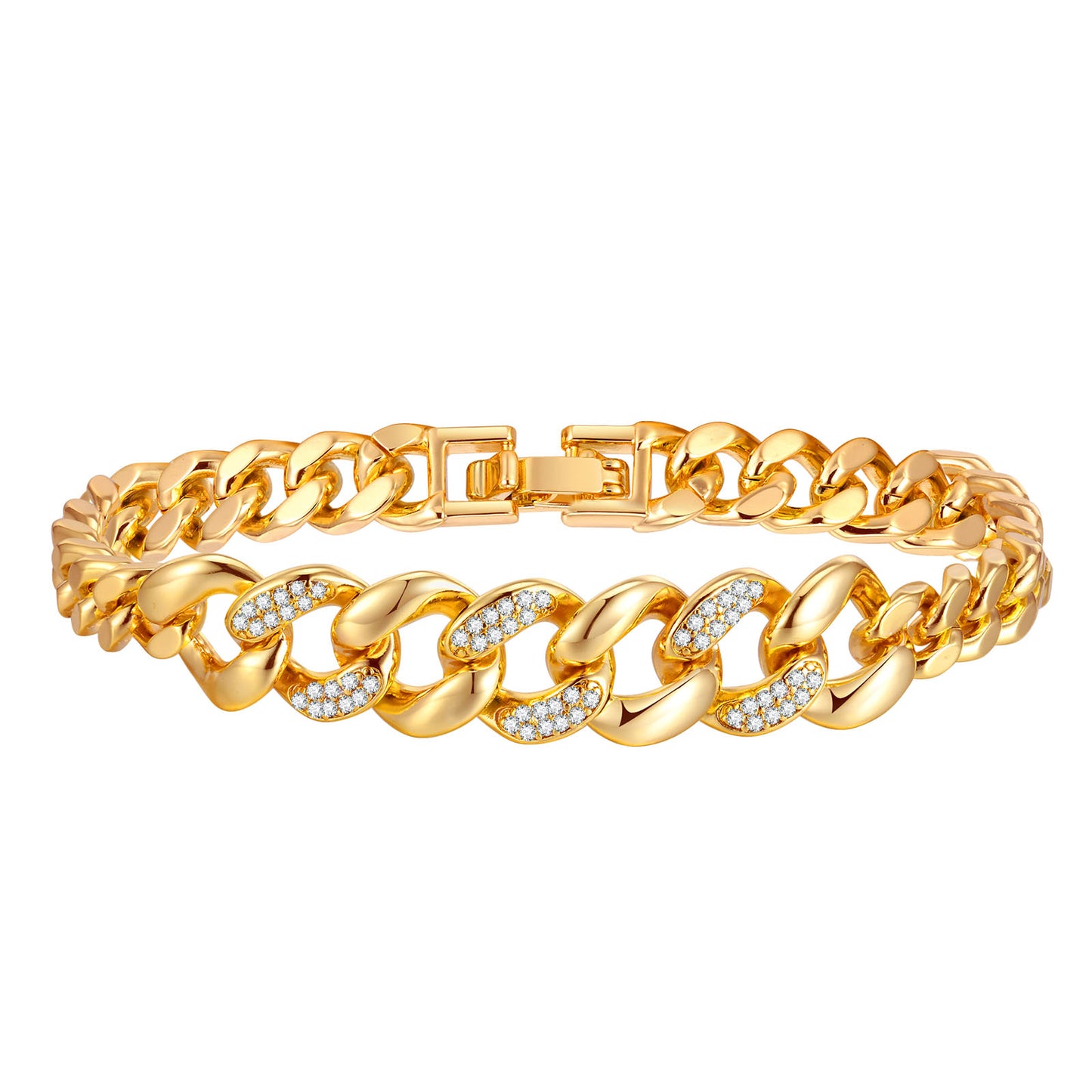 Cubic Zirconia Clover Bracelet for Women18k Gold Plated Link Statement Jewelry image 12