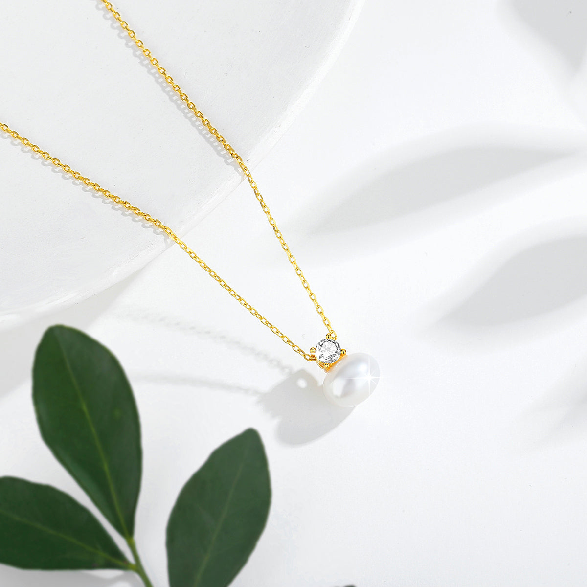 100% Real 18K Gold Pearl Necklace With Moissanite Stone Luxury AU750 K Gold Pen image 4