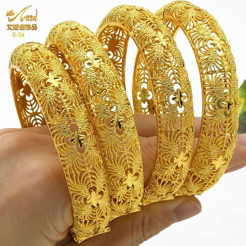 ANIID Dubai Bangles 24K Gold Color African Bracelet For Women Wholesale Designe image 12