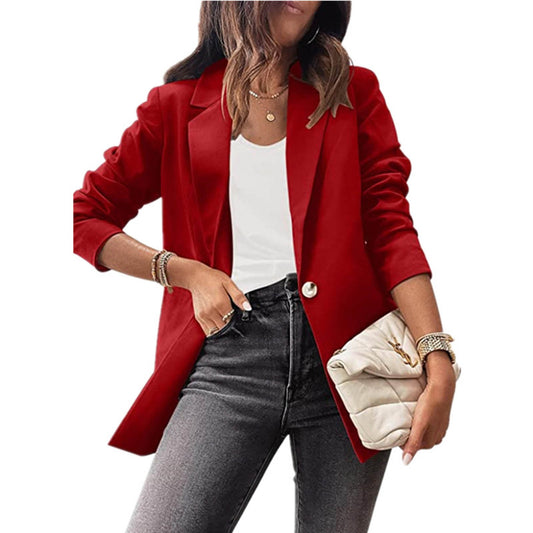 Women Autumn And  Winter Casual Suit Jackets Solid Color Long Sleeve Turn Down  image 0
