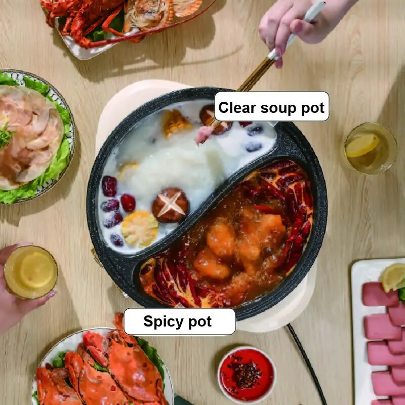 6L Electric Hot Pot Mandarin Duck Pot Non Stick Barbecue Integrated Pot Large C image 5