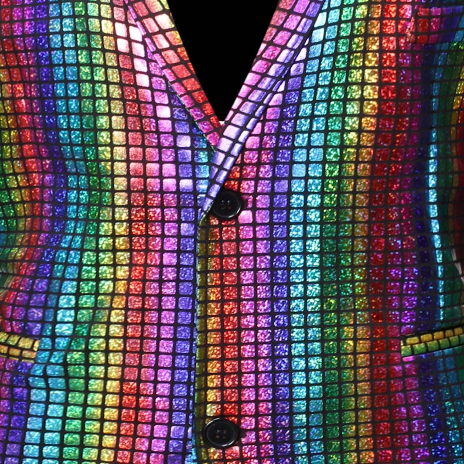 Grid Printed Men 2 Piece Suit Set Retro Punk Single Breasted Blazers And Pant S image 4