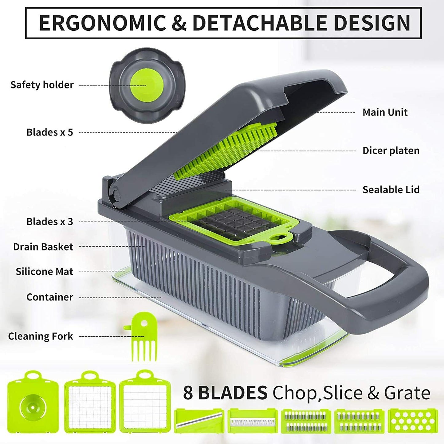 Fullstar Vegetable Chopper Spiralizer Vegetable Slicer Onion Chopper with Conta image 4