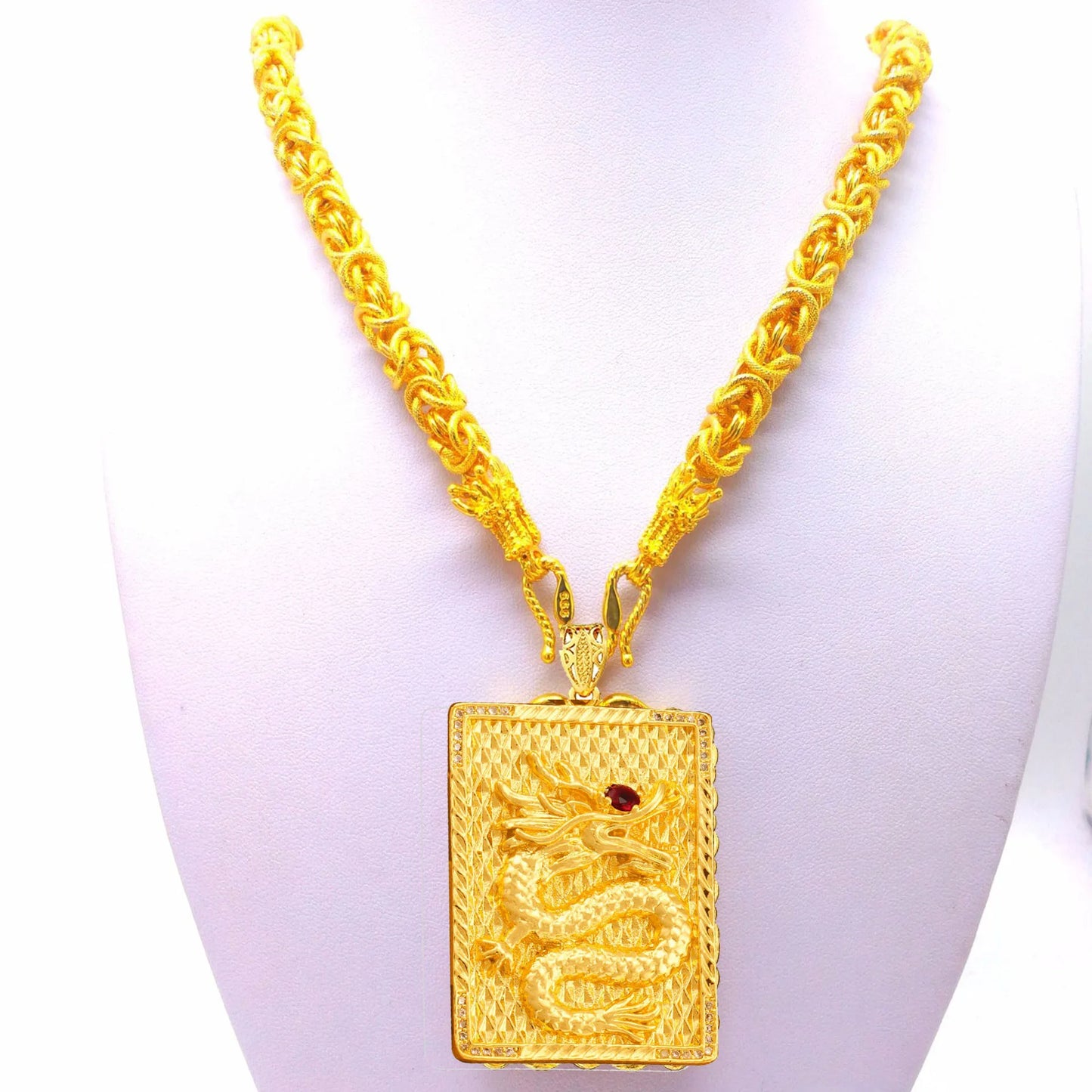 14k Gold Color Square Pendant Necklaces Shiny Choker Snake Chain Exquisite Neck image 2