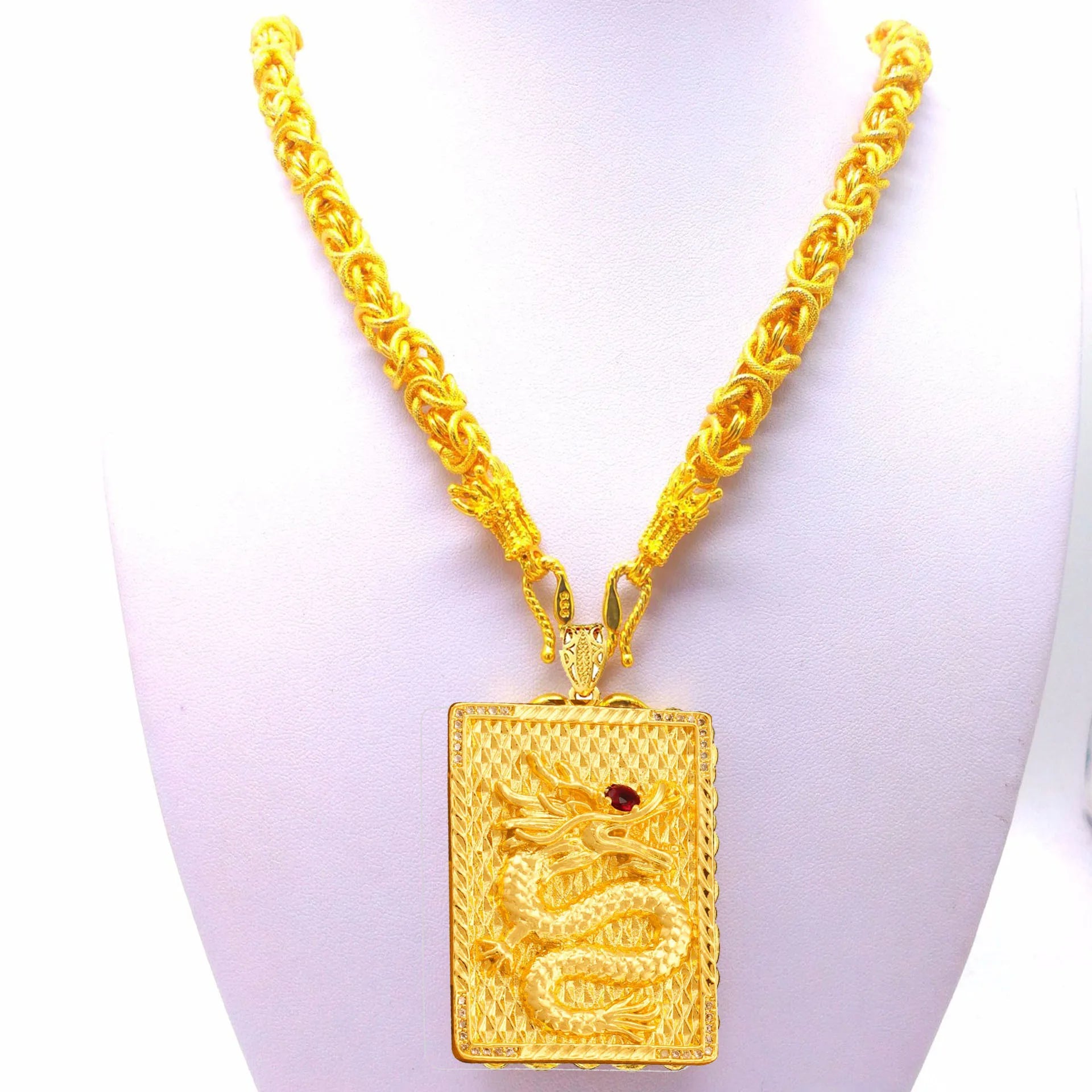 14k Gold Color Square Pendant Necklaces Shiny Choker Snake Chain Exquisite Neck image 2