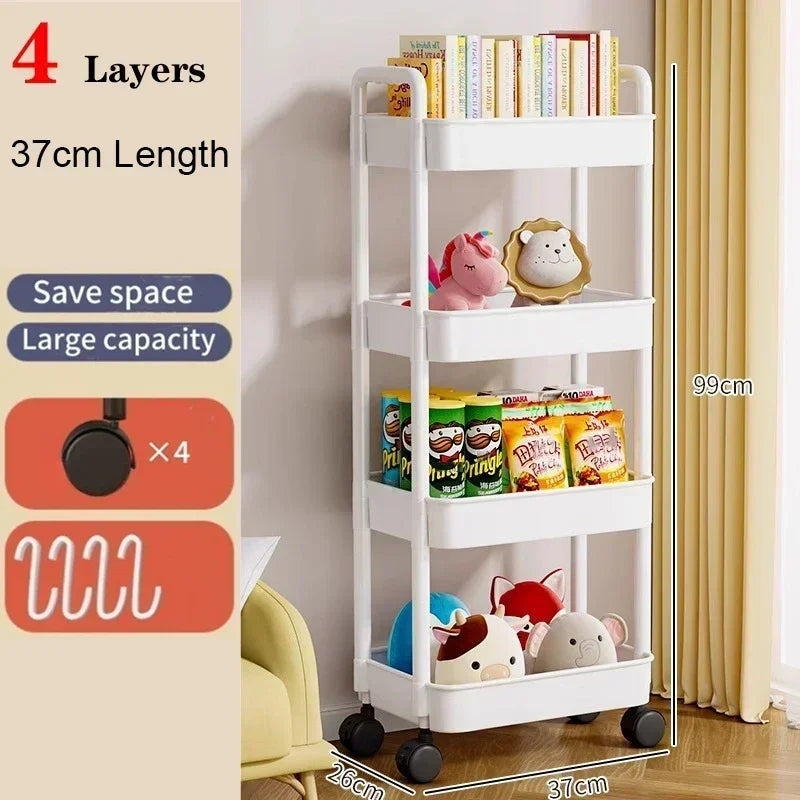 Bookshelf Storage Trolley Mobile Kitchen Organizer Cart With Wheels Multi-Layer image 1