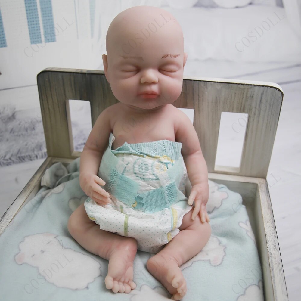 COSDOLL 39cm 1.75kg Full Body Silicone Reborn Dolls Eyes Closed Realistic Newbo image 1