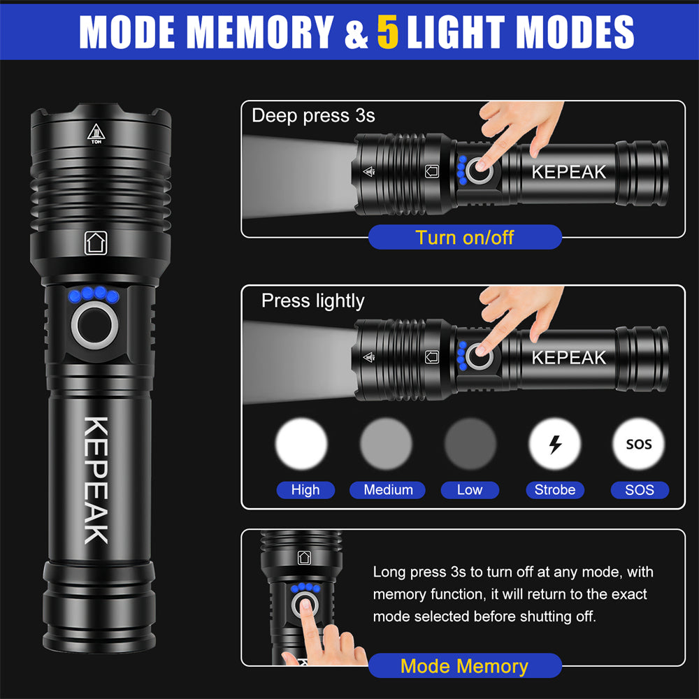 XHP50 Led Flashlight Long Range Aluminum Alloy Tactical Hunting Torch Usb Recha image 2