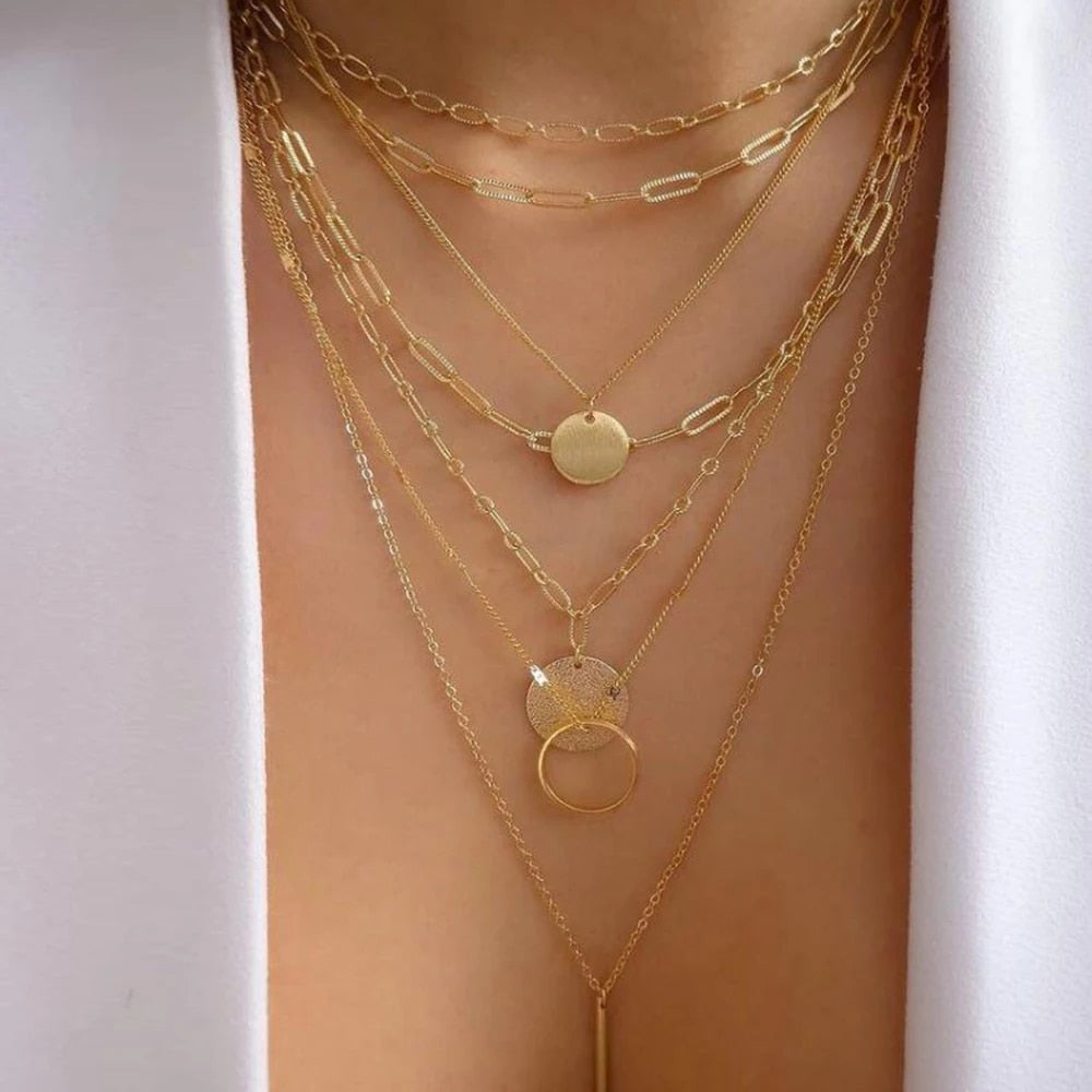 bls-miracle Bohemia Gold Color Multiple Styles Necklace For Women Trendy Multi- image 22
