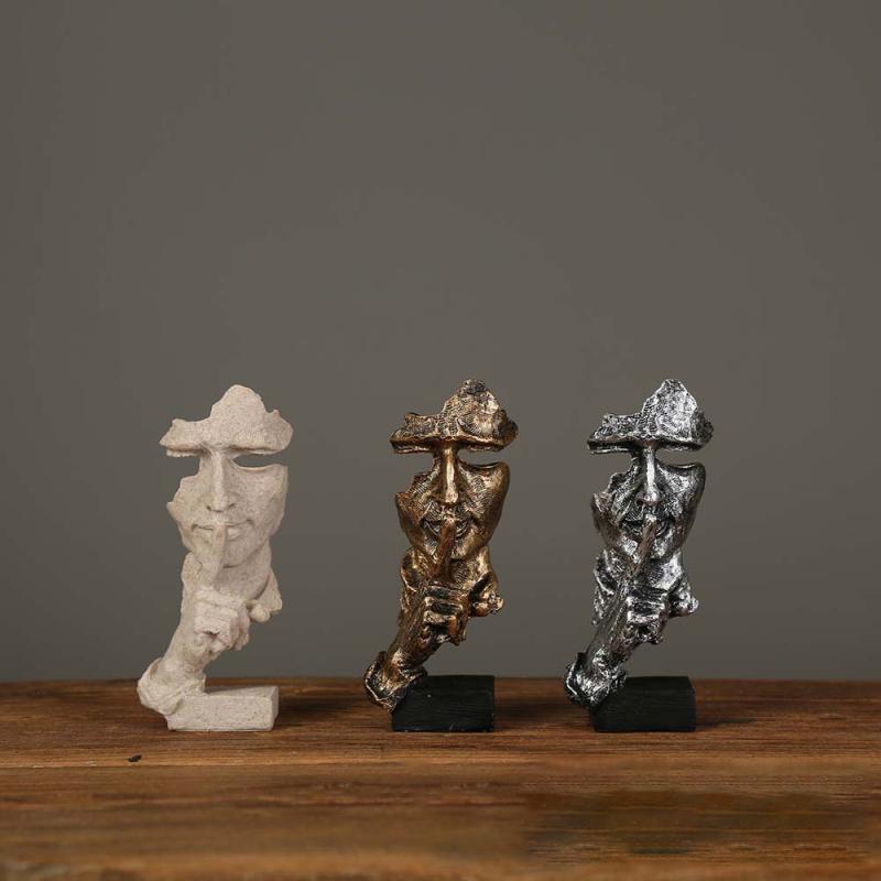 Silence Is Gold Statue Human Face Statue Abstract Sculpture Nordic Creative Dec image 13
