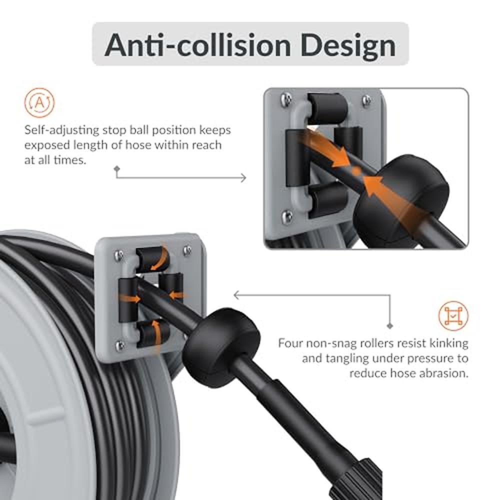 Retractable Pressure Washer Reel 4000PSI Heavy Duty Steel Power Hose  Mountable image 3