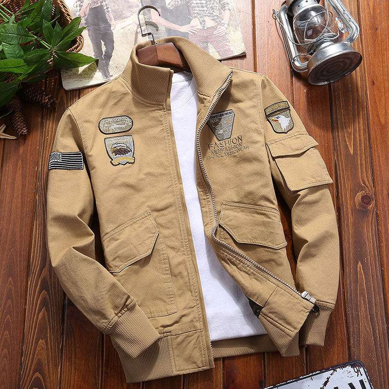 Outdoor Aviator Bomber Jacket Men's high quality Vintage Embroidered Windbreake image 3