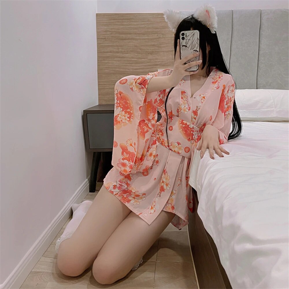 Women Japanese Temptation Uniform Clothing Ladies Printed Pajamas Kimono C image 4