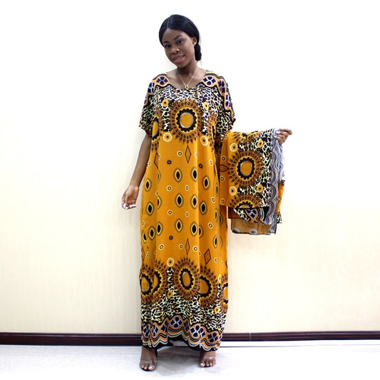 Bohemian Traditional Print Outfit Elegant Nigerian Loose African Dress Autumn F image 0