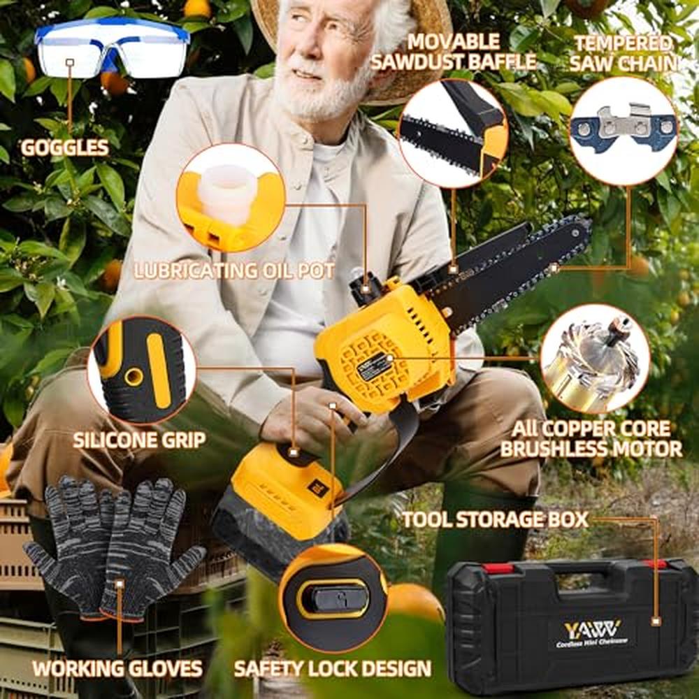 6" Cordless Mini Chainsaw Dewalt 20V Max-Compatible Brushless Motor 800W Power image 5