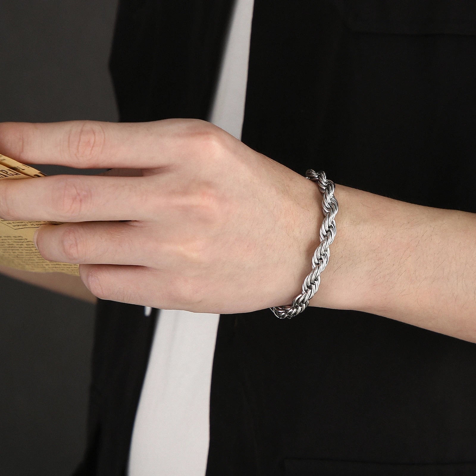 4/6/8mm Stainless Steel Bracelets For Men Women Gold Color Twisted Rope Link Ch image 11