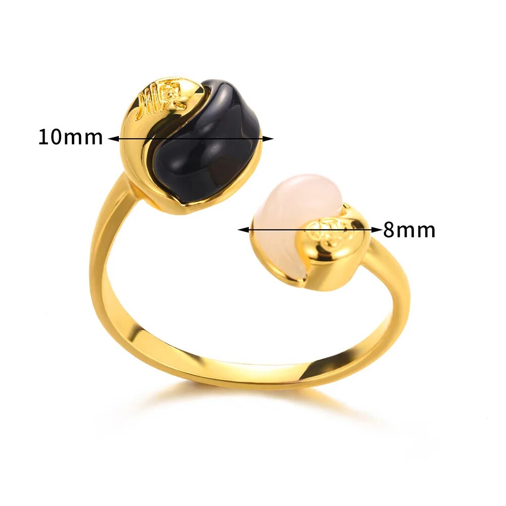Trend Gold Color Opal Rings For Women Classic Round Cute Personalized  Open Rin image 11