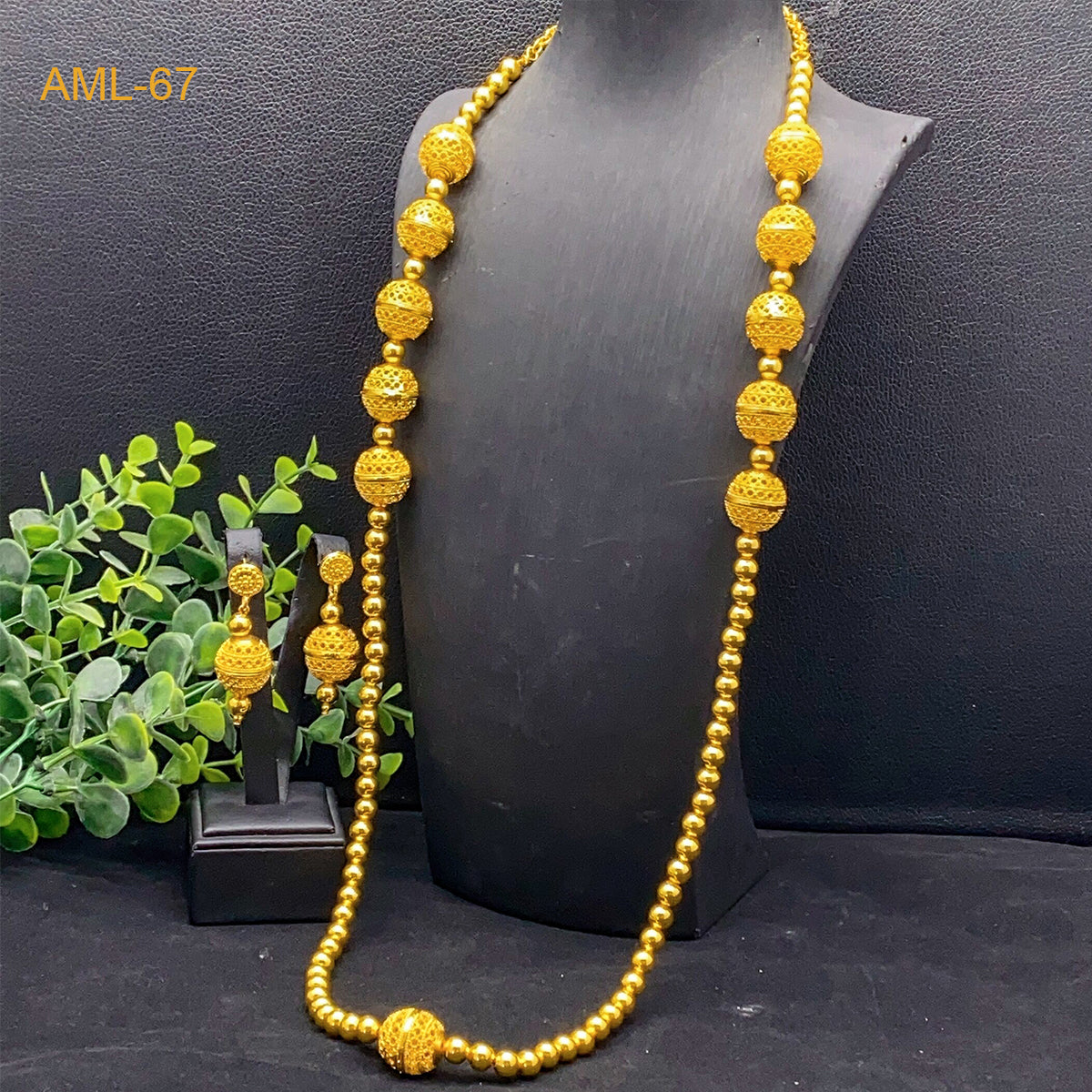 ANIID Ethiopian 24k Gold Color Long Chain Necklace And Earrings Sets For Women image 1