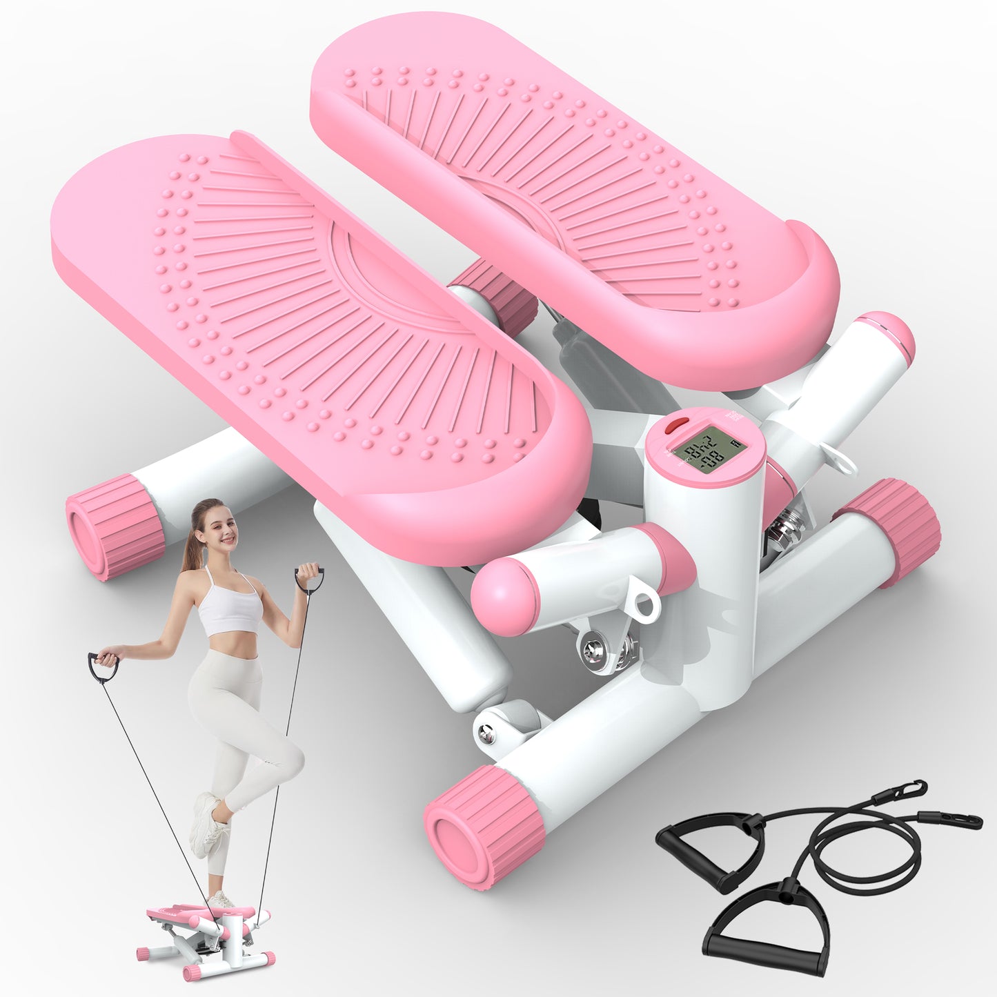 Sports Mini Stepper -330 pound Rotating Stepper with Resistance Band Portable F image 0